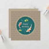 Realistisch grüner japanischer Koi-Fischteich Karte (Vorderseite/Rückseite Beispiel)