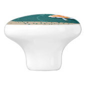 Realistisch grüner japanischer Koi-Fischteich Keramikknauf (Seitenansicht)