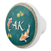 Realistisch grüner japanischer Koi-Fischteich Keramikknauf (Rechts)