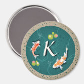Realistisch grüner japanischer Koi-Fischteich Magnet (Vorderseite/Rückseite)