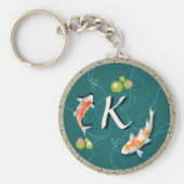 Realistisch grüner japanischer Koi-Fischteich Schlüsselanhänger (Vorne)