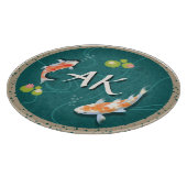 Realistisch grüner japanischer Koi-Fischteich Schneidebrett (Ecke)