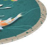 Realistisch grüner japanischer Koi-Fischteich Schneidebrett (Ecke)