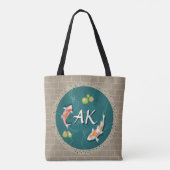 Realistisch grüner japanischer Koi-Fischteich Tasche (Rückseite)