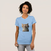 Realistisch lächelnde Katze Grafik T-Shirt (Vorne ganz)