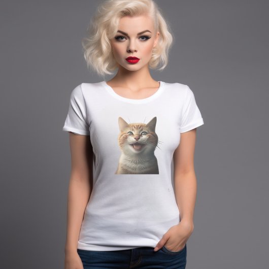 Realistisch lächelnde Katze Grafik T-Shirt