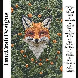 Realistisch Niedlich bestickter Red Fox BZ6 Decoup Seidenpapier