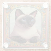 Realistisch Niedliche siamesische Katze farbenfroh Glasuntersetzer (Rückseite)