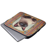 Realistisch Niedliche siamesische Katze farbenfroh Laptopschutzhülle (Vorne Knopf)