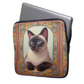 Realistisch Niedliche siamesische Katze farbenfroh Laptopschutzhülle (Vorderseite Links)