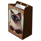 Realistisch Niedliche siamesische Katze farbenfroh Mittlere Geschenktüte (Rückseite Schrägansicht)