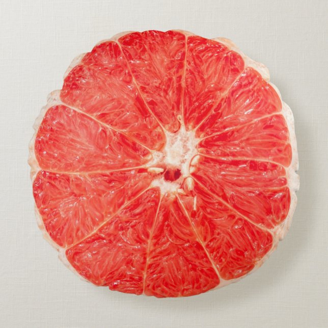 Realistisch Pink Grapefruit Slice Rundes Kissen (Vorderseite)
