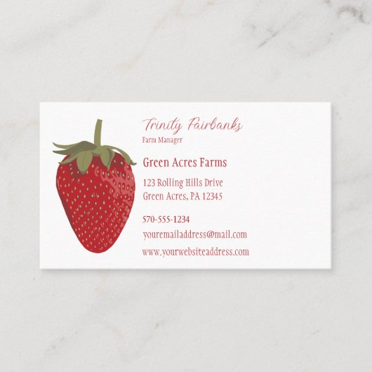 Realistisch reifes Rotes Erdbeeren Visitenkarte (Vorderseite)
