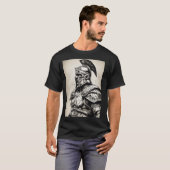 Realistisch Roman Gladiator Tattoo Linework - Schw T-Shirt (Vorne ganz)