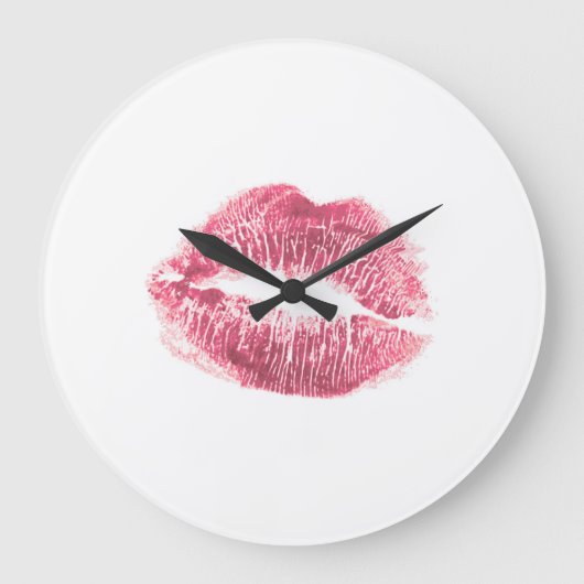 Realistisch rosa Lippen, abgeschiedener Kuss Große Wanduhr (Vorderseite)