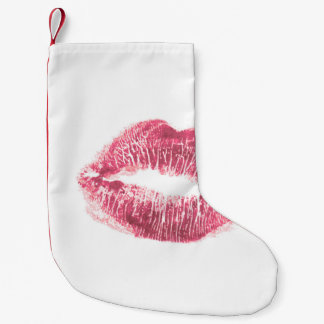 Realistisch rosa Lippen, abgeschiedener Kuss Kleiner Weihnachtsstrumpf