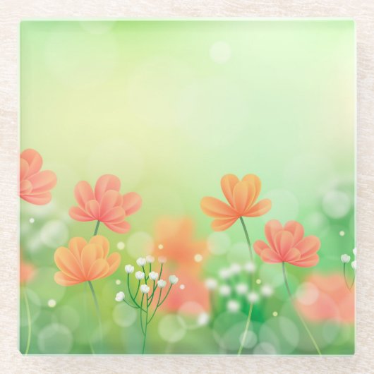 Realistisch verschwommener Frühling - Hintergrund- Glasuntersetzer (Vorderseite)