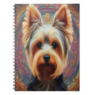 Realistisch Yorkshire Terrier Dog Colorful Border Notizblock