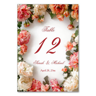 Realistische 3D-Blumen-Hochzeit   Tischnummer