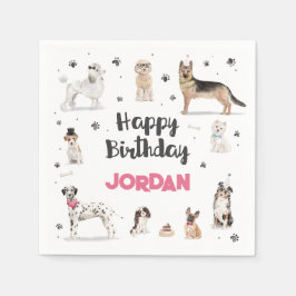 Realistische Aquarellhunde Geburtstagsparty, jedes Serviette