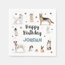 Realistische Aquarellhunde Geburtstagsparty, jedes Serviette