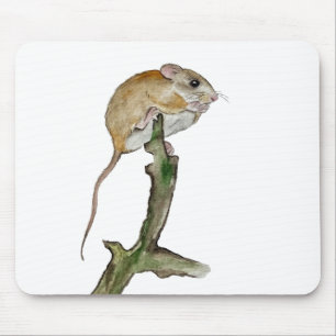Realistische Aquarellmaus in einem Baum Mousepad