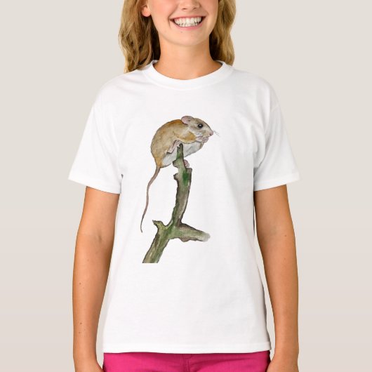 Realistische Aquarellmaus in einem Baum T-Shirt (Vorderseite)