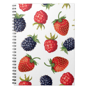Realistische Berries Köstliches nahtloses Muster Notizblock