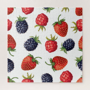 Realistische Berries Köstliches nahtloses Muster Puzzle
