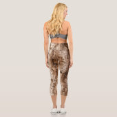 Realistische Birch Tree Bark Texture Capri Leggings (Rückseite)