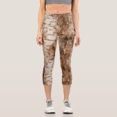 Realistische Birch Tree Bark Texture Capri Leggings (Vorderseite)