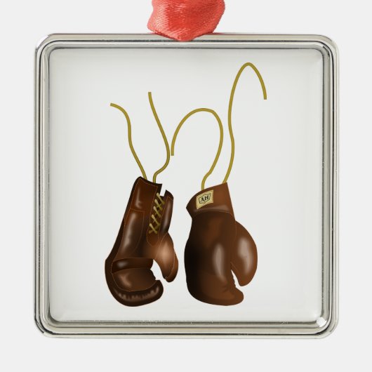 Realistische Boxhandschuhe Silbernes Ornament (Vorne)