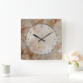 Realistische braune Imitate - Marmorsteinmuster 2a Quadratische Wanduhr (Zuhause)