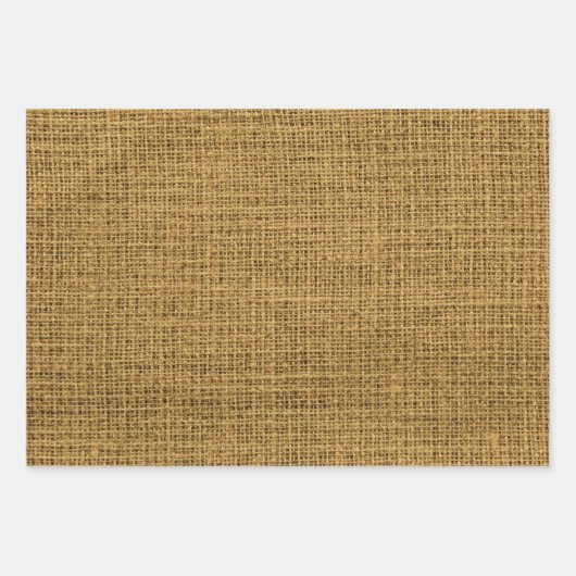 Realistische Burlap Rustic Gold, Chocolate & Taupe Geschenkpapier Set (Vorderseite 2)