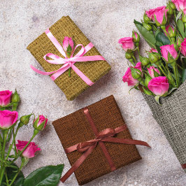 Realistische Burlap Rustic Gold, Chocolate & Taupe Geschenkpapier Set