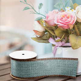 Realistische Burlap Textur Einfach & Rustikal Aqua Satinband