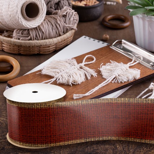 Realistische Burlap Textur Einfach rustikales Gold Satinband