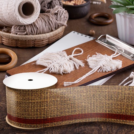 Realistische Burlap Textur Einfach rustikales Gold Satinband