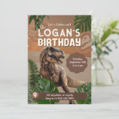 Realistische Dinosaurier Einladungskarten Geburtst (Stehend Vorderseite)
