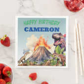 Realistische Dinosaurier und Volcano-Individuelle Serviette (Beispiel)