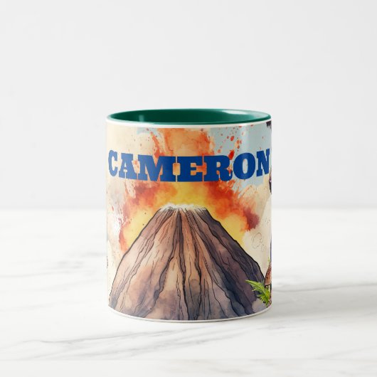 Realistische Dinosaurier und Volcano-Individuelle  Zweifarbige Tasse (Mittel)