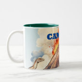 Realistische Dinosaurier und Volcano-Individuelle  Zweifarbige Tasse (Links)