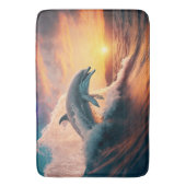 Realistische Dolphin Jumping Ocean Sunset Kids Adu Badematte (Vorderseite Vertikal)