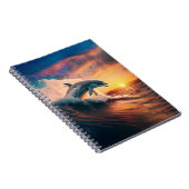 Realistische Dolphin Jumping Ocean Sunset Kids Adu Notizblock (Rechte Seite)