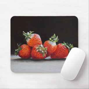 Realistische Erdbeeren Stillleben Ölgemälde Mousepad