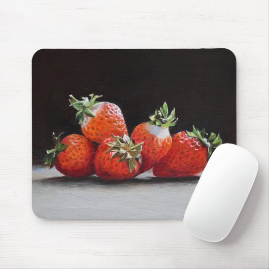 Realistische Erdbeeren Stillleben Ölgemälde Mousepad (Mit Mouse)