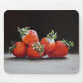 Realistische Erdbeeren Stillleben Ölgemälde Mousepad (Vorne)