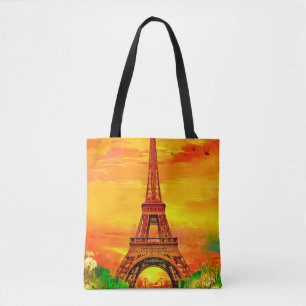 realistische farbenfrohe Ölgemälde des Eiffelturms Tasche