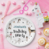 Realistische Farbhunde zum Geburtstag Pappteller (Party)