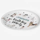 Realistische Farbhunde zum Geburtstag Pappteller (Schrägansicht)